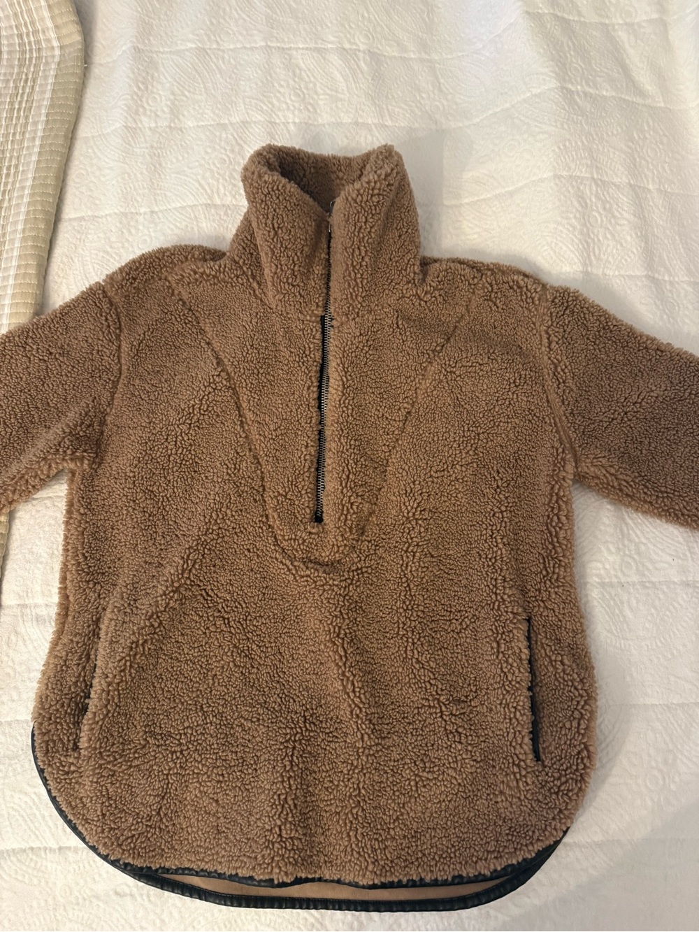 Abercrombie & Fitch women Brown Sherpa Half-Zip Pullover